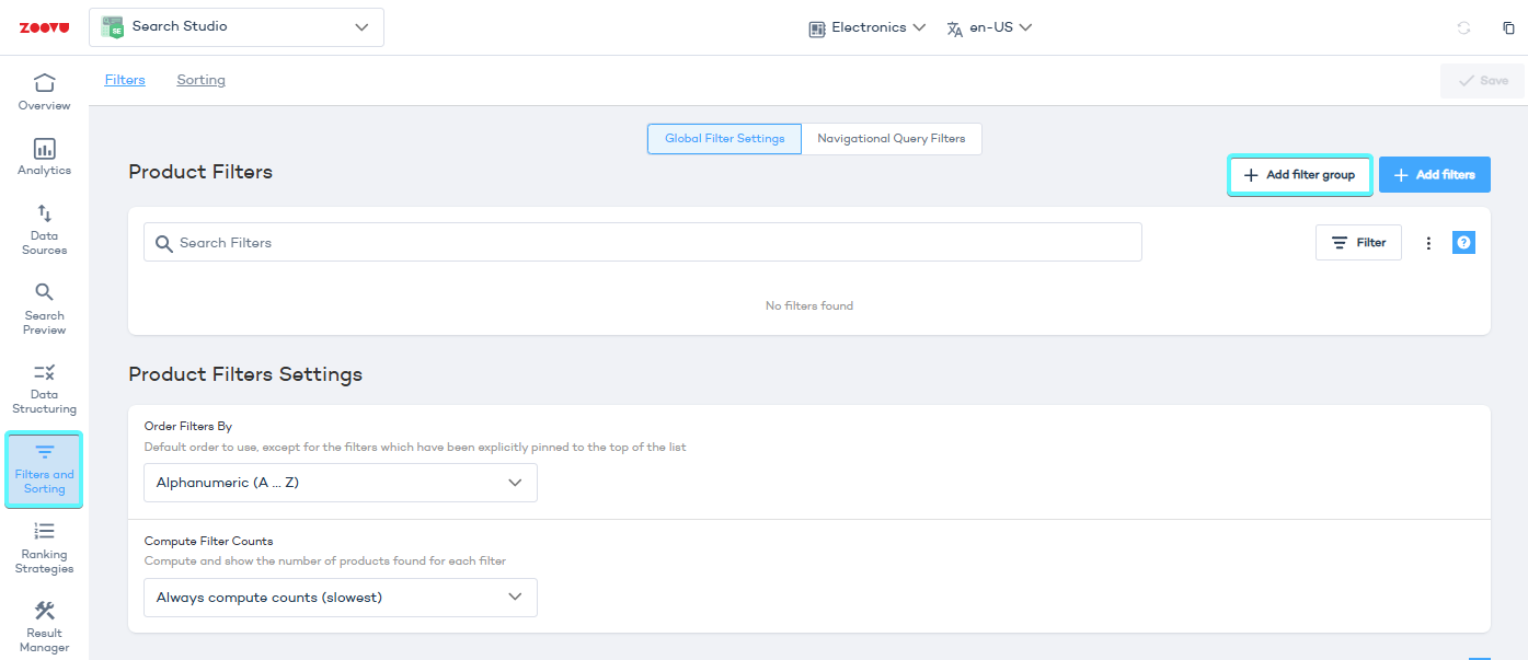 Filter groups
