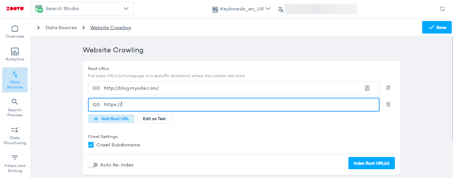 Crawler settings
