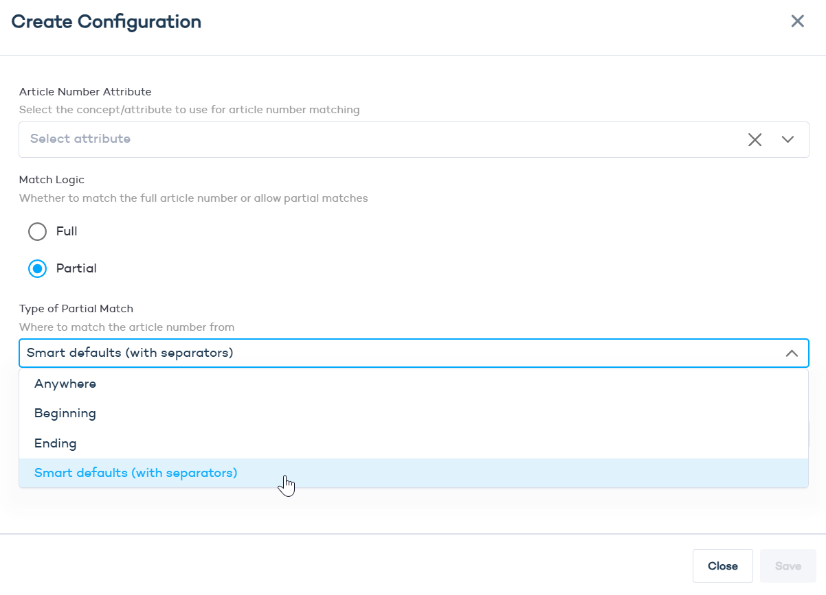 Article number settings