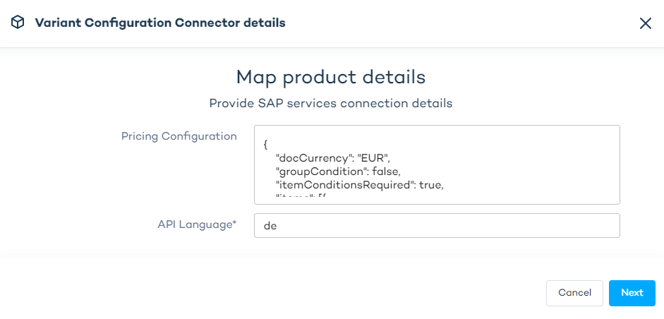 German locale connection settings example