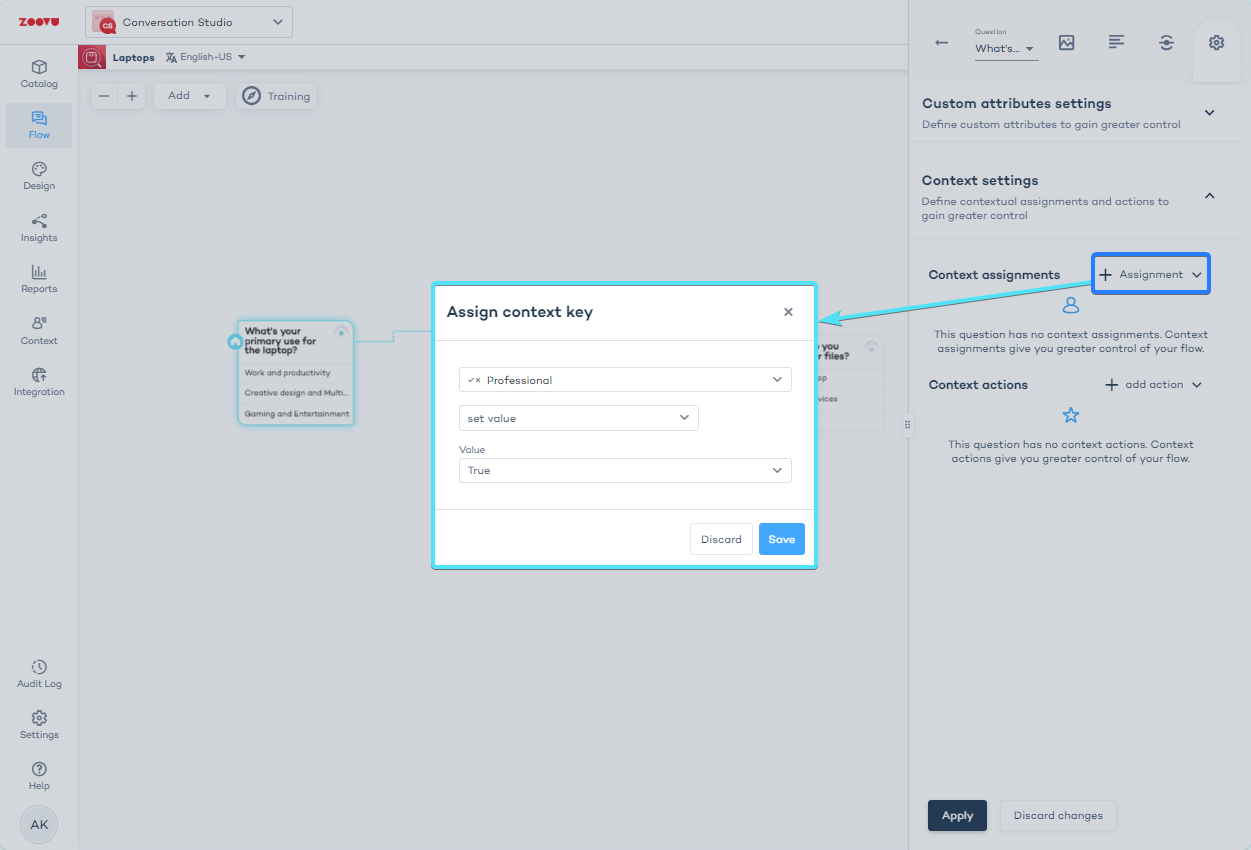 Assign context key