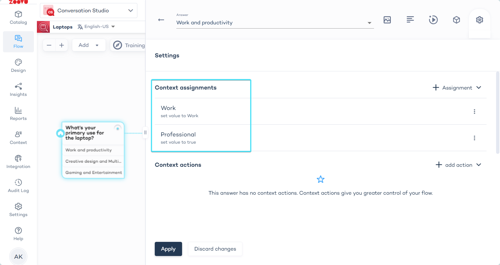 Assign context key
