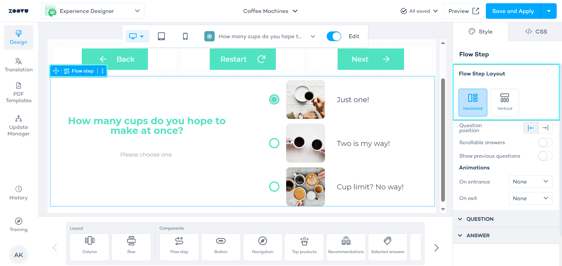 Scroll layout