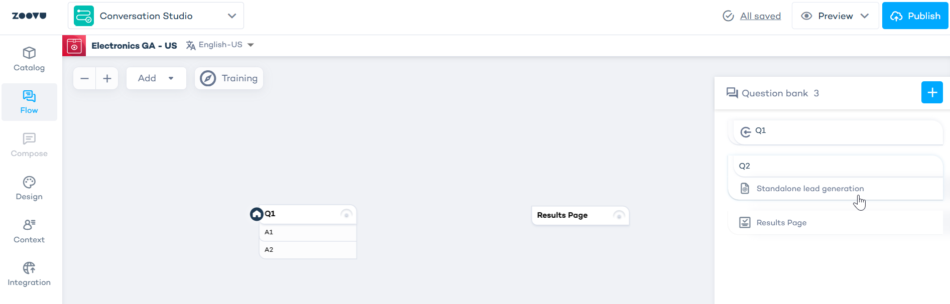 Question type dropdown