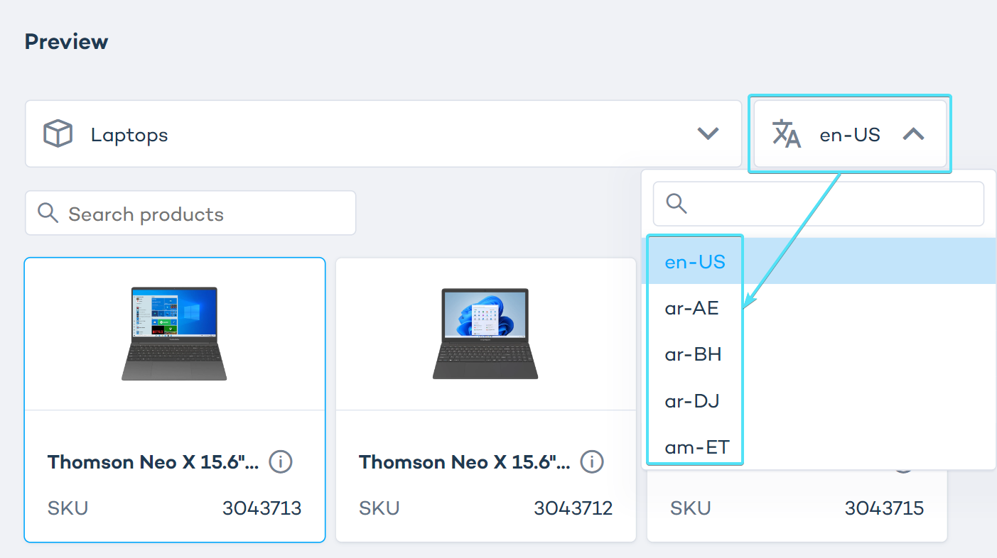 Multiple languages in preview