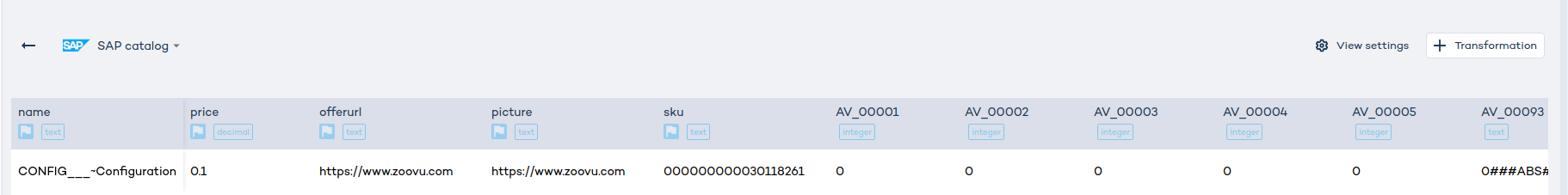SAP Catalog content