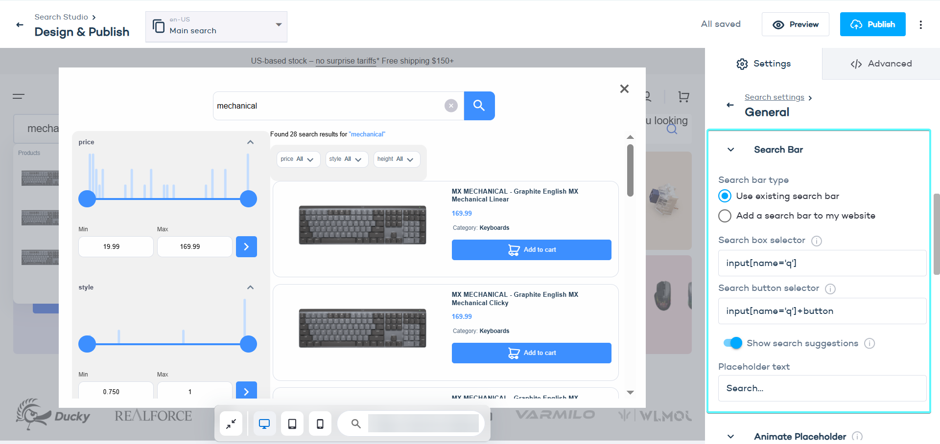 Search designer