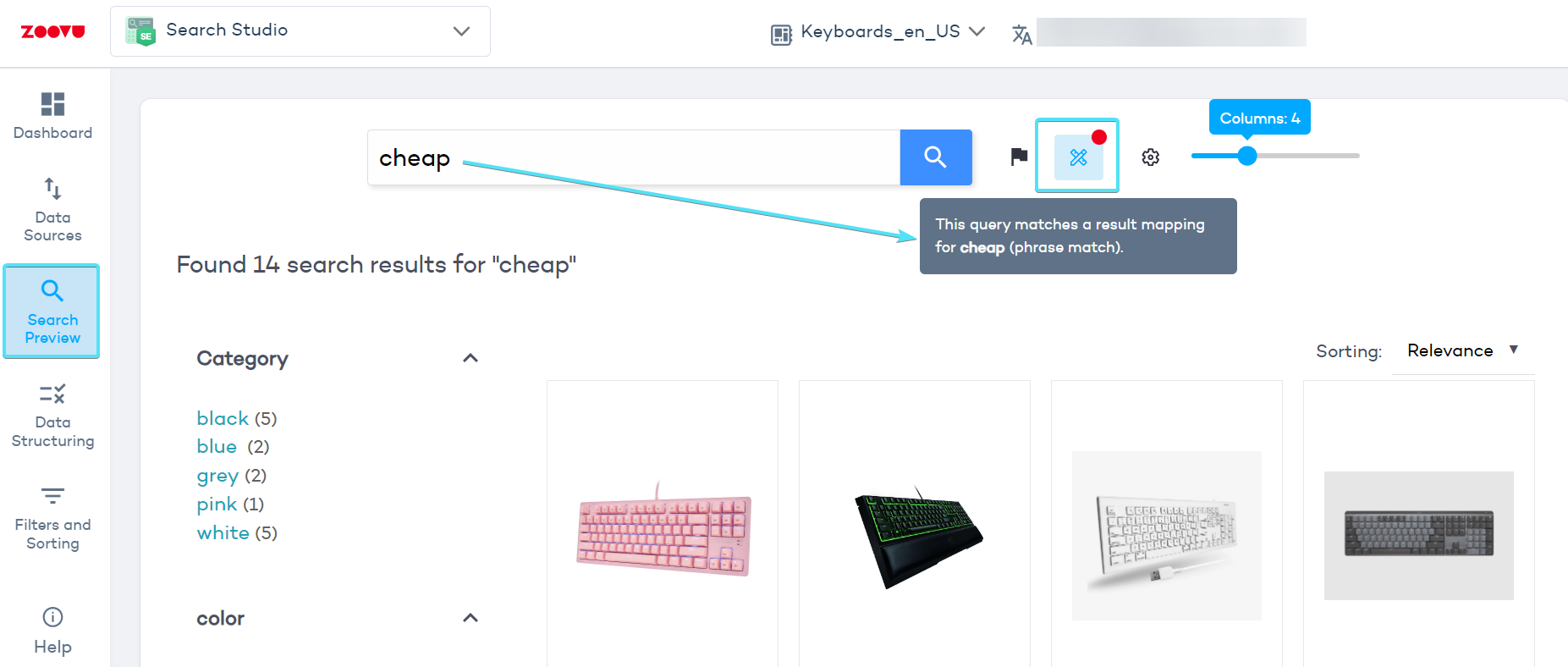 Search preview