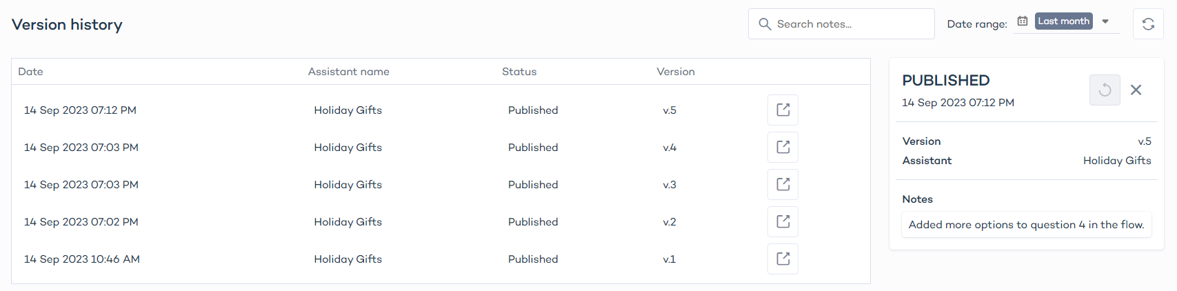 Version history
